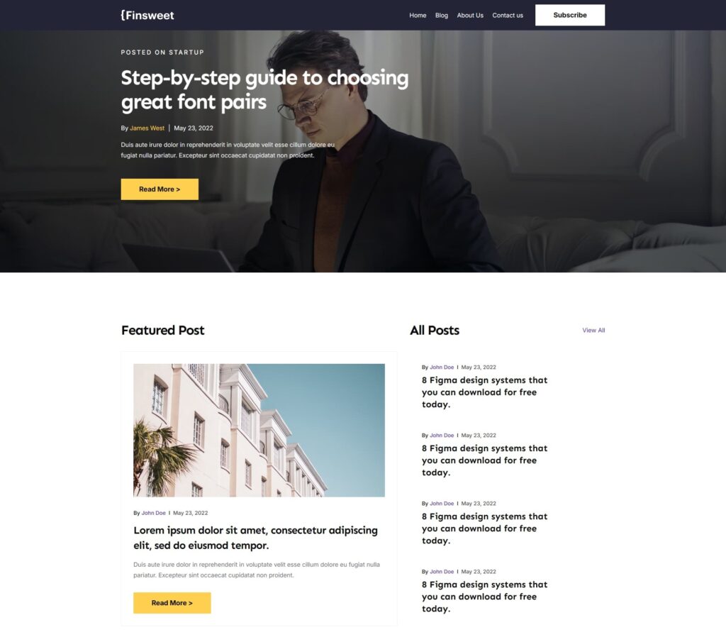 Finsweet Style Frontend UI – Fully Responsive Website