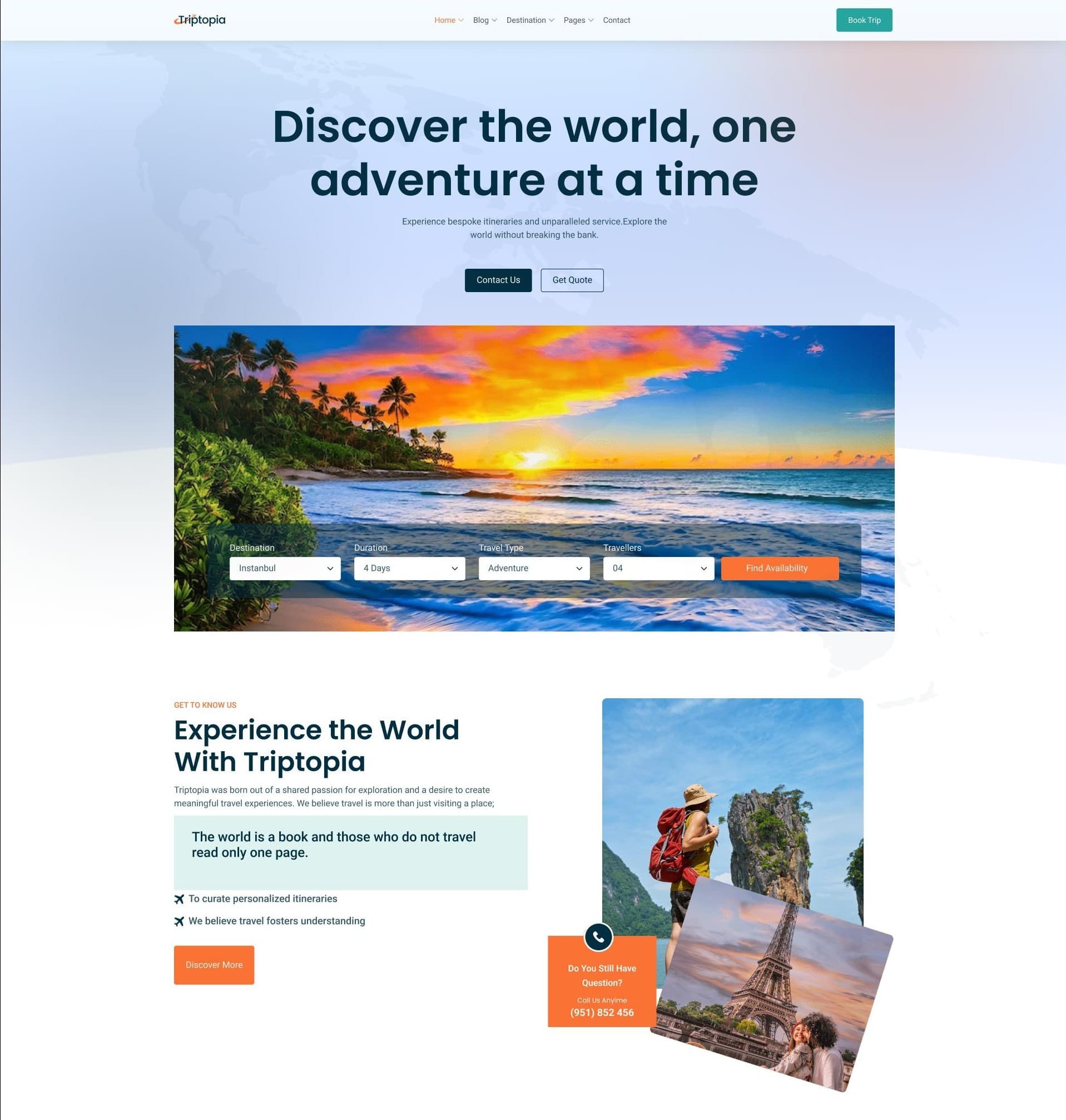 Triptopia – Travel Agency Website Design
