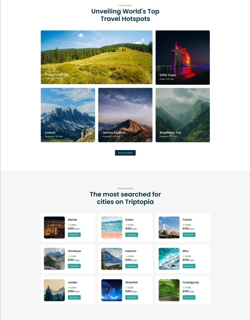 Triptopia – Travel Agency Website Design