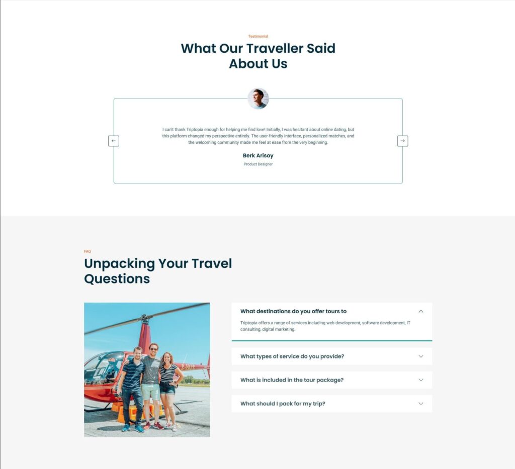 Triptopia – Travel Agency Website Design