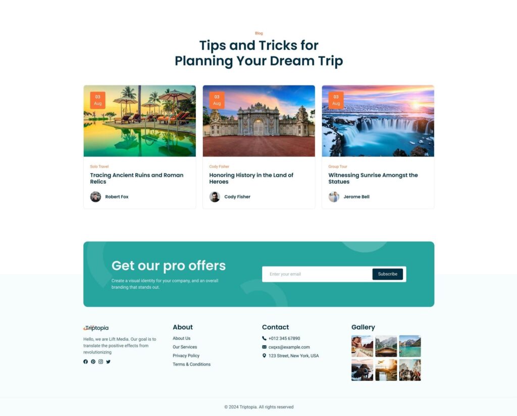Triptopia – Travel Agency Website Design